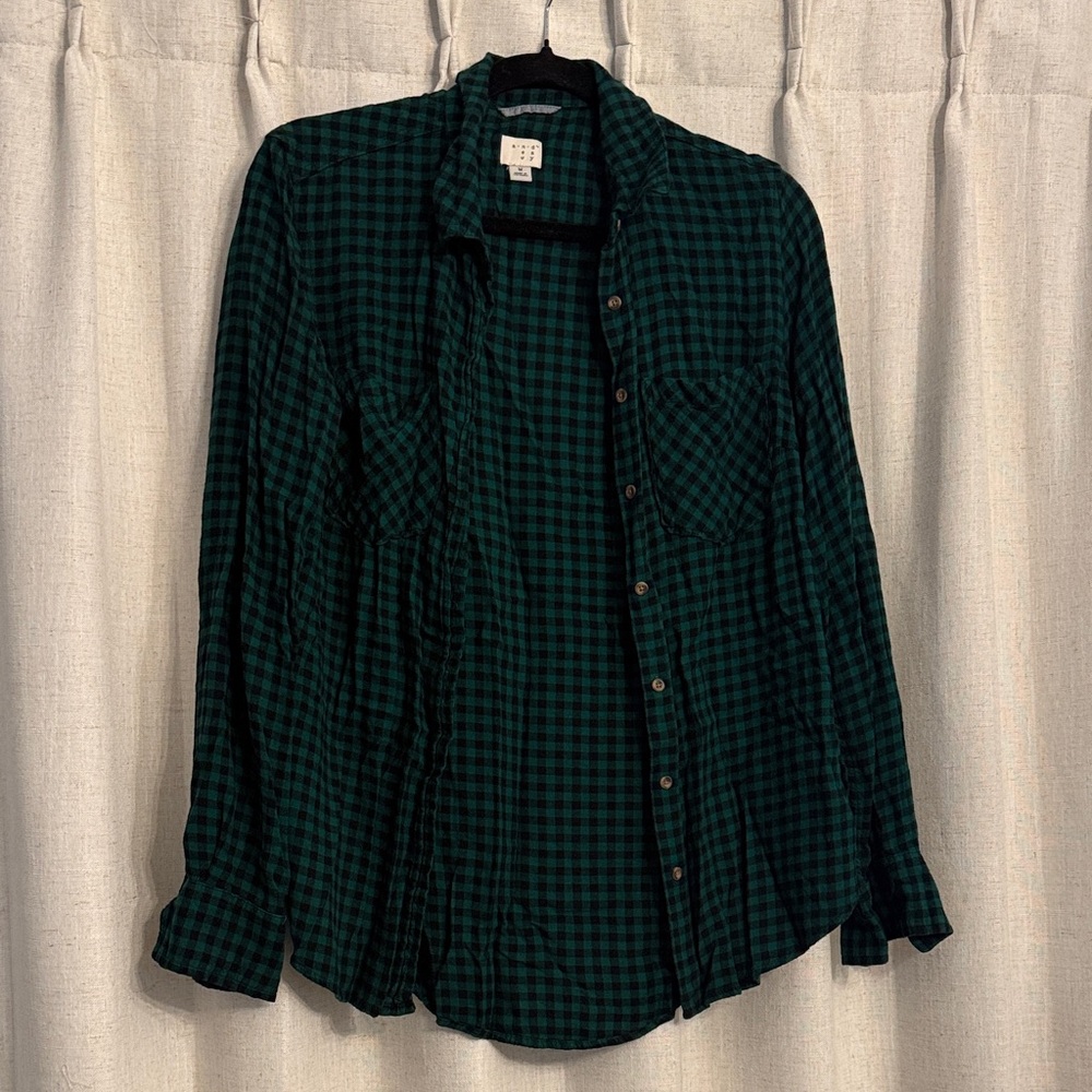 Women’s Green and Black Flannel Shirt